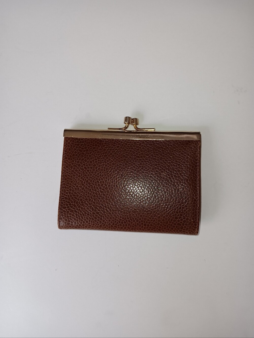 Genuine Leather Vintage Coin Purse Gold Tone Made In Italy  Sm.